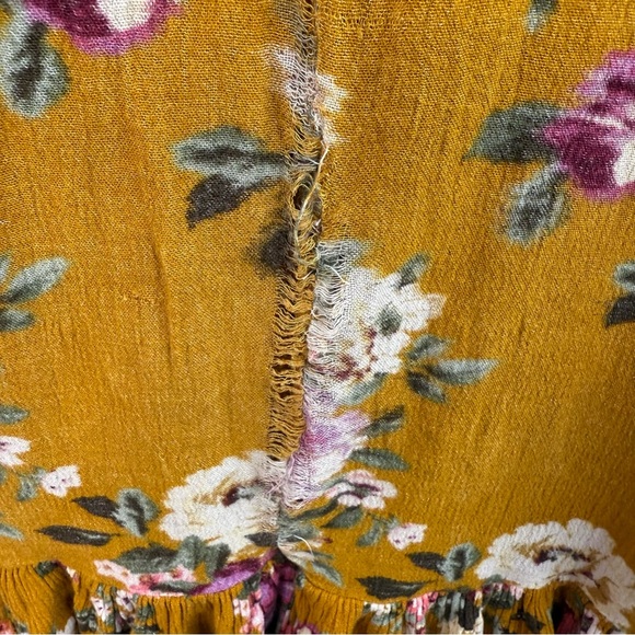 Mia joy dress long ruffle hem flowers crochet lace details Floral Mustard Dress - Picture 16 of 16